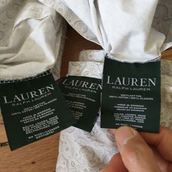 Ralph Lauren Queen Flat Sheet Standard Pillow Case Set Gray White MedallionFlora - Picture 5 of 6